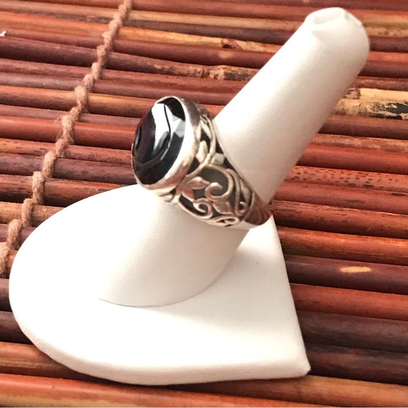 Silpada Sterling Silver Black Chalcedony Ring Size 7.5 - Picture 3 of 9